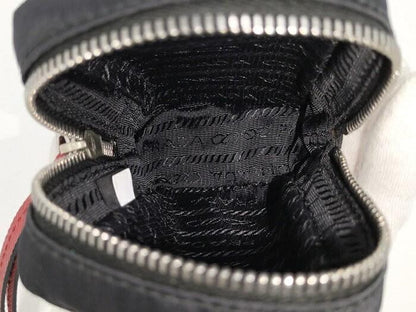 PRADA Key Ring Keychain Bag Charm Mini Pouch Logo Nylon Navy Authentic