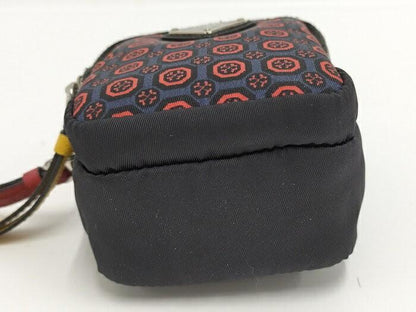 PRADA Key Ring Keychain Bag Charm Mini Pouch Logo Nylon Navy Authentic