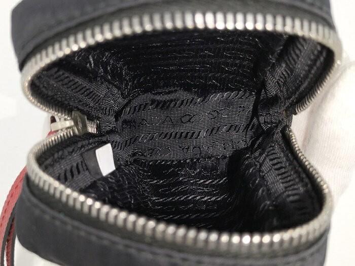 PRADA Key Ring Keychain Bag Charm Mini Pouch Logo Nylon Navy Authentic