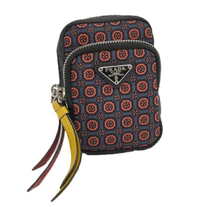 PRADA Key Ring Keychain Bag Charm Mini Pouch Logo Nylon Navy Authentic