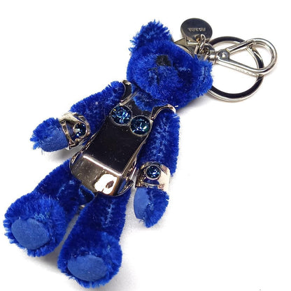 PRADA Key Ring Keychain Bag Charm Bear Blue Authentic