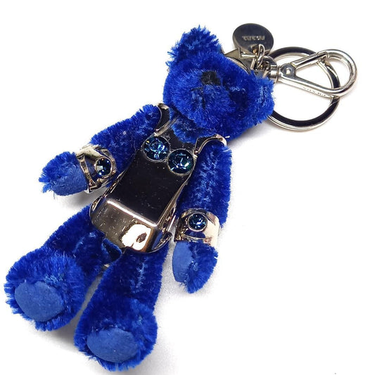 PRADA Key Ring Keychain Bag Charm Bear Blue Authentic