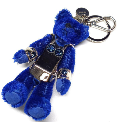 PRADA Key Ring Keychain Bag Charm Bear Blue Authentic