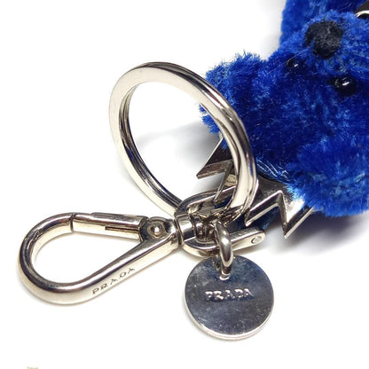 PRADA Key Ring Keychain Bag Charm Bear Blue Authentic