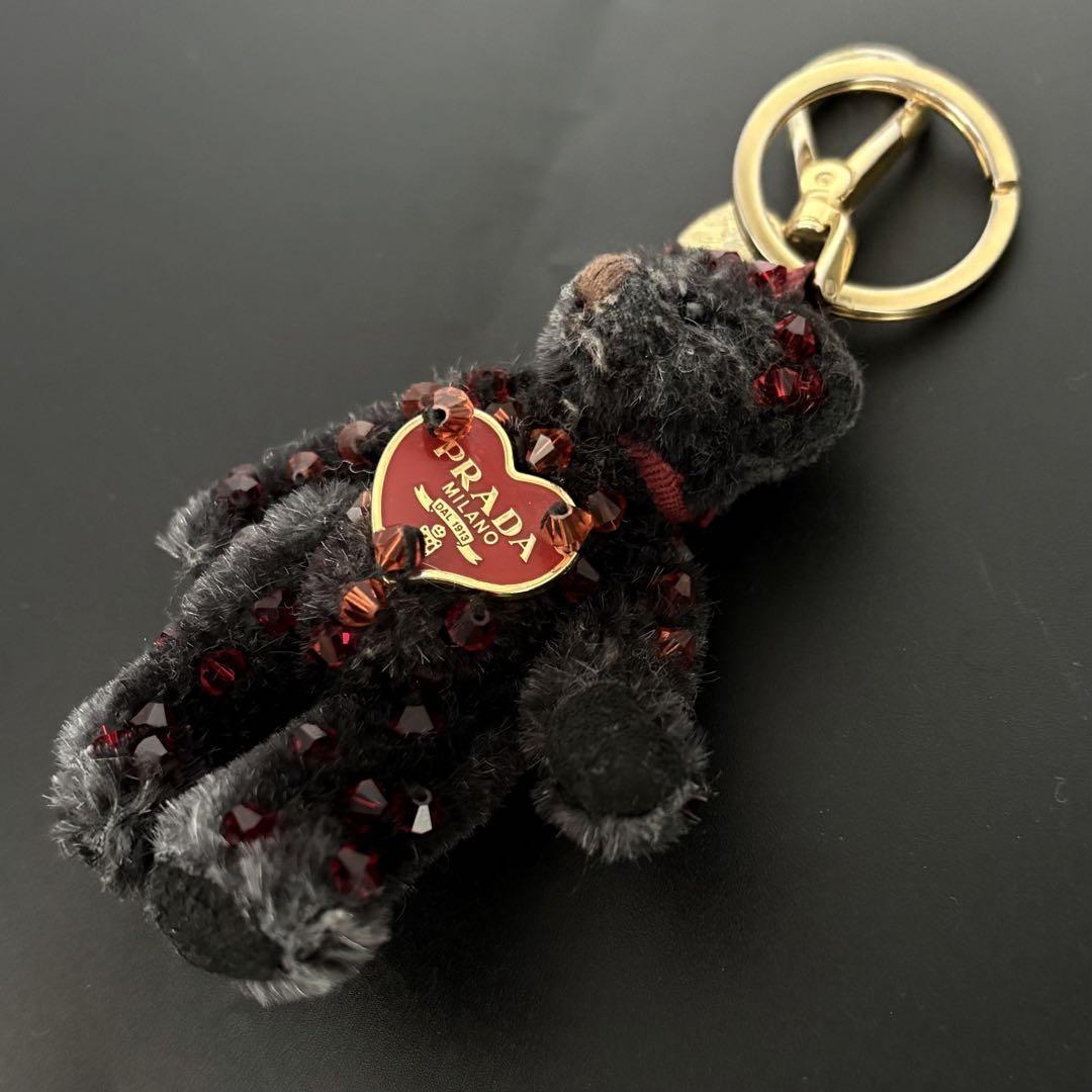 PRADA Key Ring Keychain Bag Charm Bear NERO Black Authentic