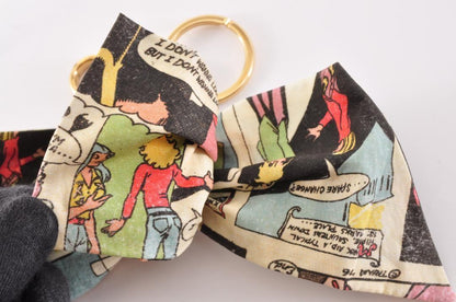 PRADA Key Ring Keychain Bag Charm Ribbon Multicolor Gold Authentic