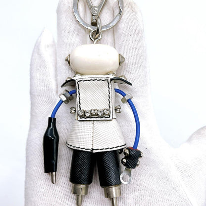 PRADA Key Ring Keychain Bag Charm Nancy Robot White Authentic