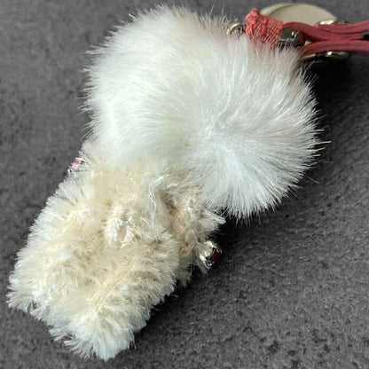 PRADA Key Ring Keychain Bag Charm Mohair&Fur Bear Crystal Authentic