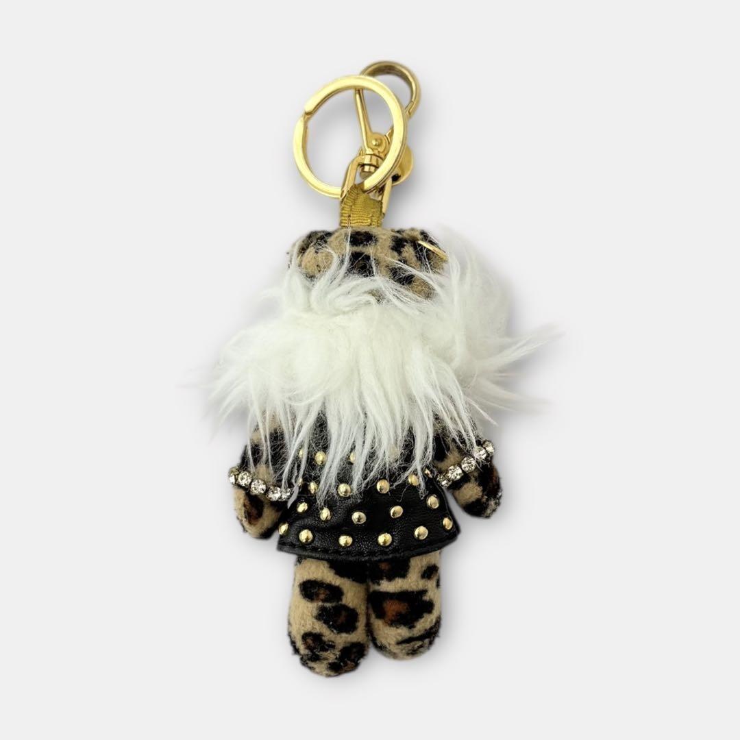 PRADA Key Ring Keychain Bag Charm Teddy Bear Leopard Brown Authentic