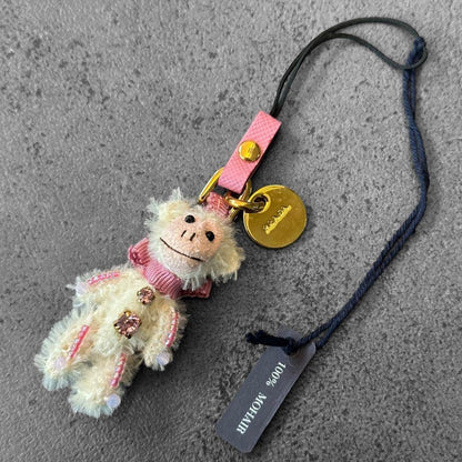 PRADA Key Ring Keychain Bag Charm Mohair Monkey Crystal Authentic
