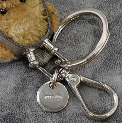 PRADA Key Ring Keychain Bag Charm Bear Brown Authentic