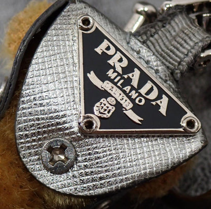 PRADA Key Ring Keychain Bag Charm Bear Brown Authentic