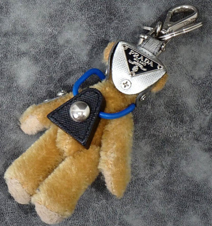 PRADA Key Ring Keychain Bag Charm Bear Brown Authentic