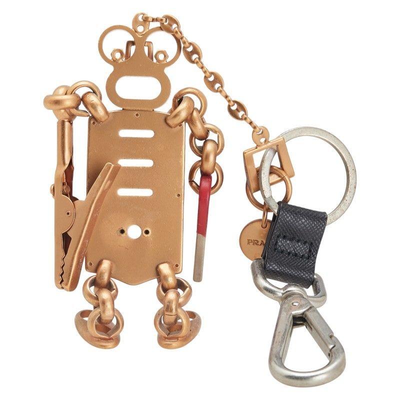 PRADA Key Ring Keychain Bag Robot Gold Red Silver Authentic
