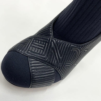 FENDI Short Boots Shoes Logo EU 36 US 6 Fabric Leather Black Authentic