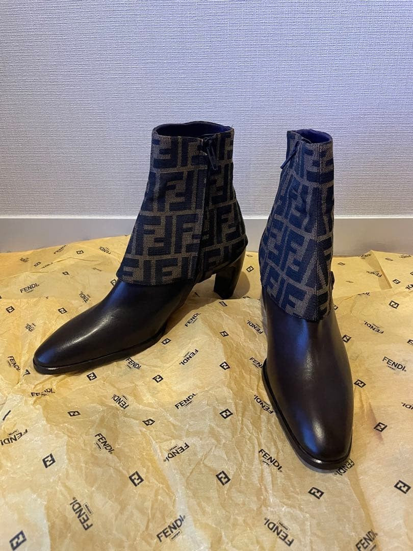 FENDI Short Boots Shoes FF Zucca EU 37US 7 Authentic