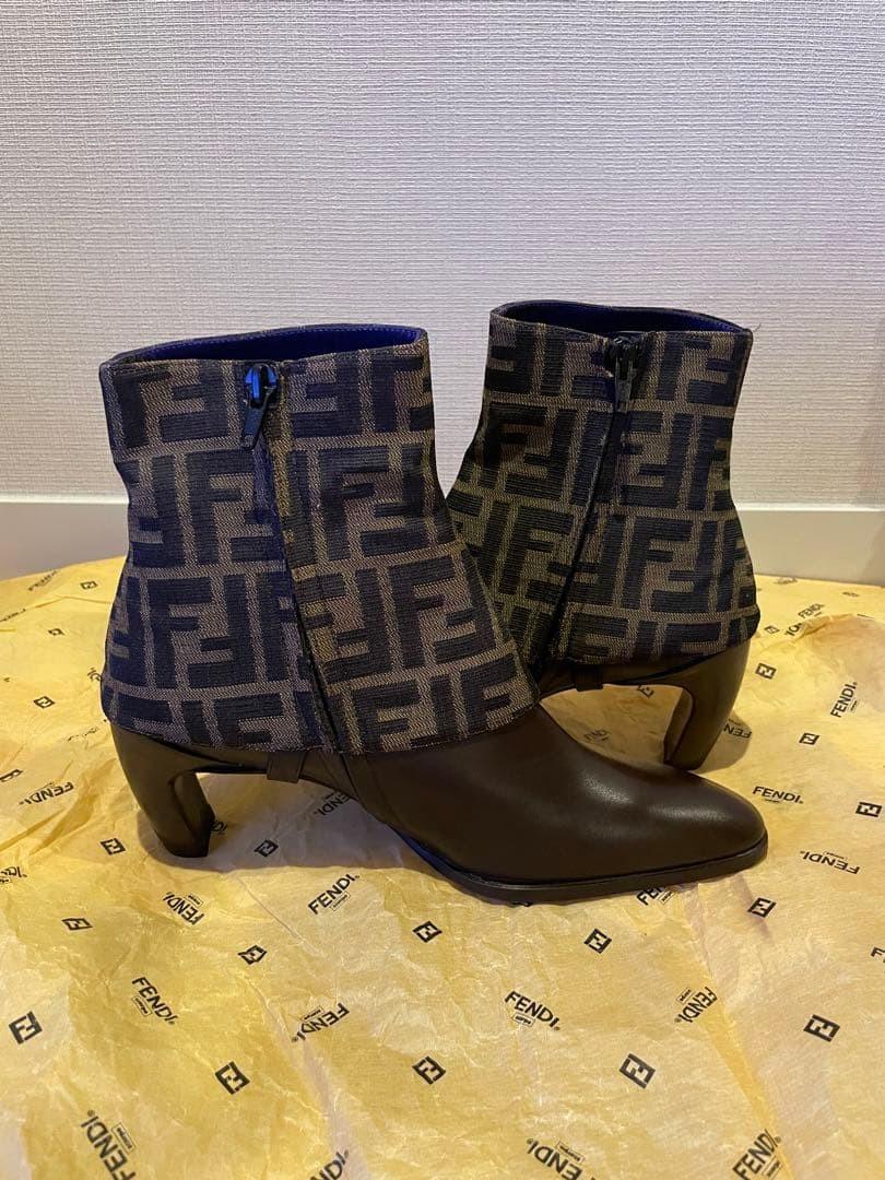 FENDI Short Boots Shoes FF Zucca EU 37US 7 Authentic