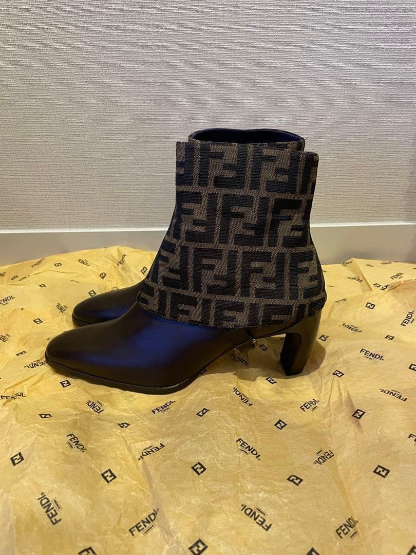 FENDI Short Boots Shoes FF Zucca EU 37US 7 Authentic