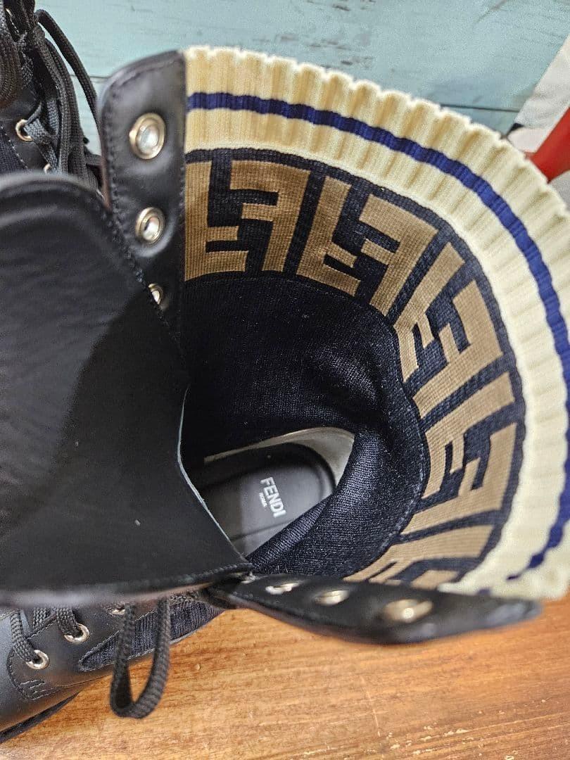 FENDI Boots Shoes FF Zucca EU 39 US 9 Leather fabric Black Authentic