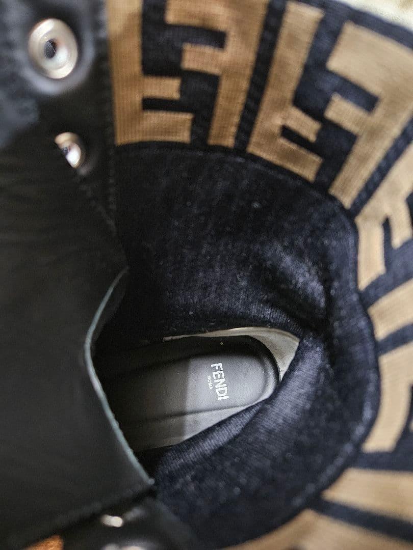 FENDI Boots Shoes FF Zucca EU 39 US 9 Leather fabric Black Authentic