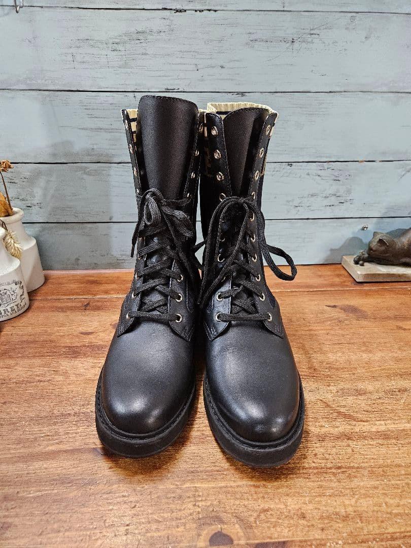 FENDI Boots Shoes FF Zucca EU 39 US 9 Leather fabric Black Authentic