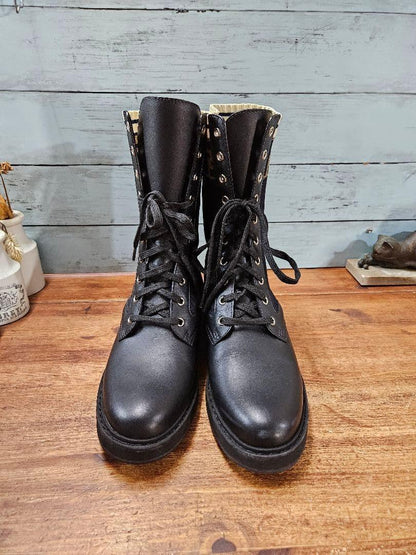 FENDI Boots Shoes FF Zucca EU 39 US 9 Leather fabric Black Authentic