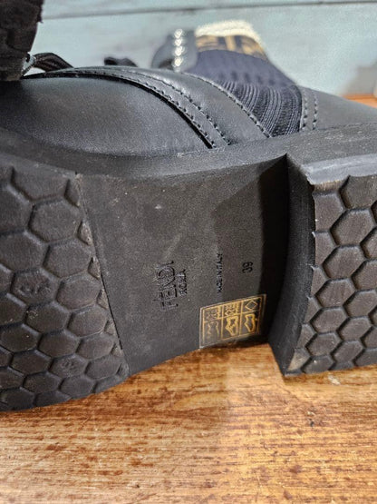 FENDI Boots Shoes FF Zucca EU 39 US 9 Leather fabric Black Authentic