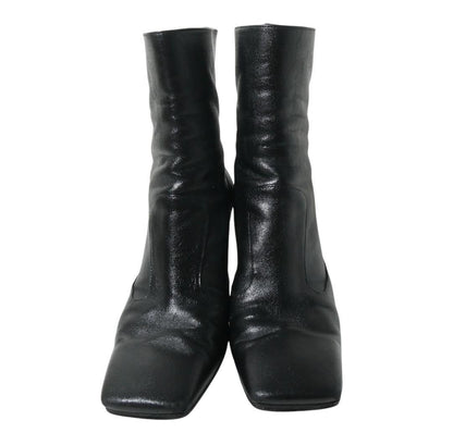 FENDI Short Boots Shoes EU 37 US 7 Leather Black Authentic