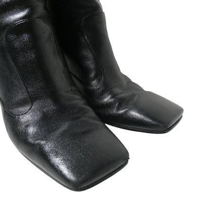 FENDI Short Boots Shoes EU 37 US 7 Leather Black Authentic