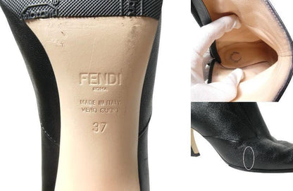FENDI Short Boots Shoes EU 37 US 7 Leather Black Authentic