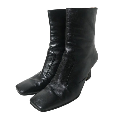 FENDI Short Boots Shoes EU 37 US 7 Leather Black Authentic