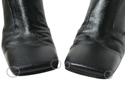 FENDI Short Boots Shoes EU 37 US 7 Leather Black Authentic