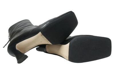 FENDI Short Boots Shoes EU 37 US 7 Leather Black Authentic