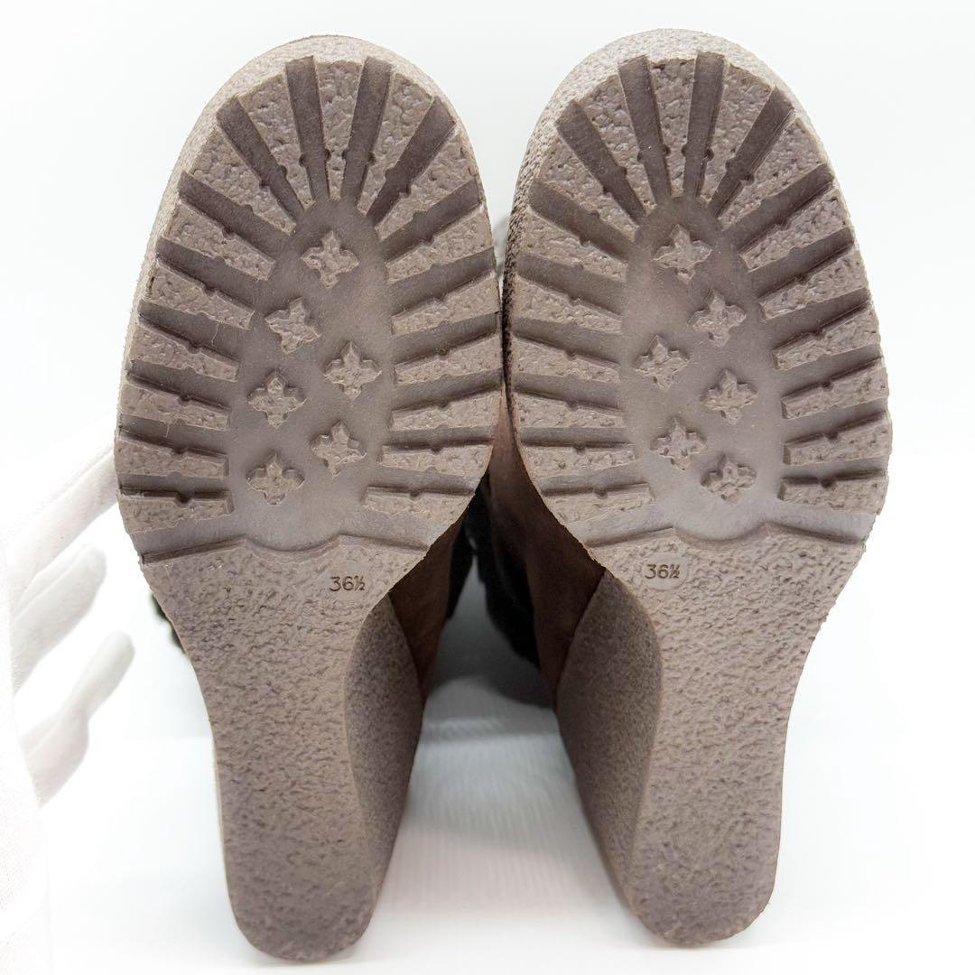 FENDI Boots Shoes FF Zucca EU 36.5 US 6.5 Suede Fur Brown Authentic