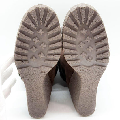 FENDI Boots Shoes FF Zucca EU 36.5 US 6.5 Suede Fur Brown Authentic