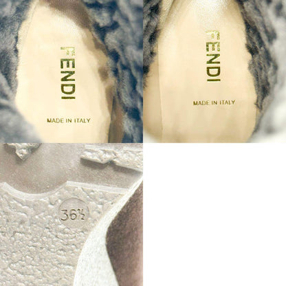 FENDI Boots Shoes FF Zucca EU 36.5 US 6.5 Suede Fur Brown Authentic