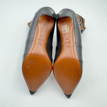 FENDI Short Boots Shoes FF Zucca EU 36.0 US 6.0 Leather Brown Authentic