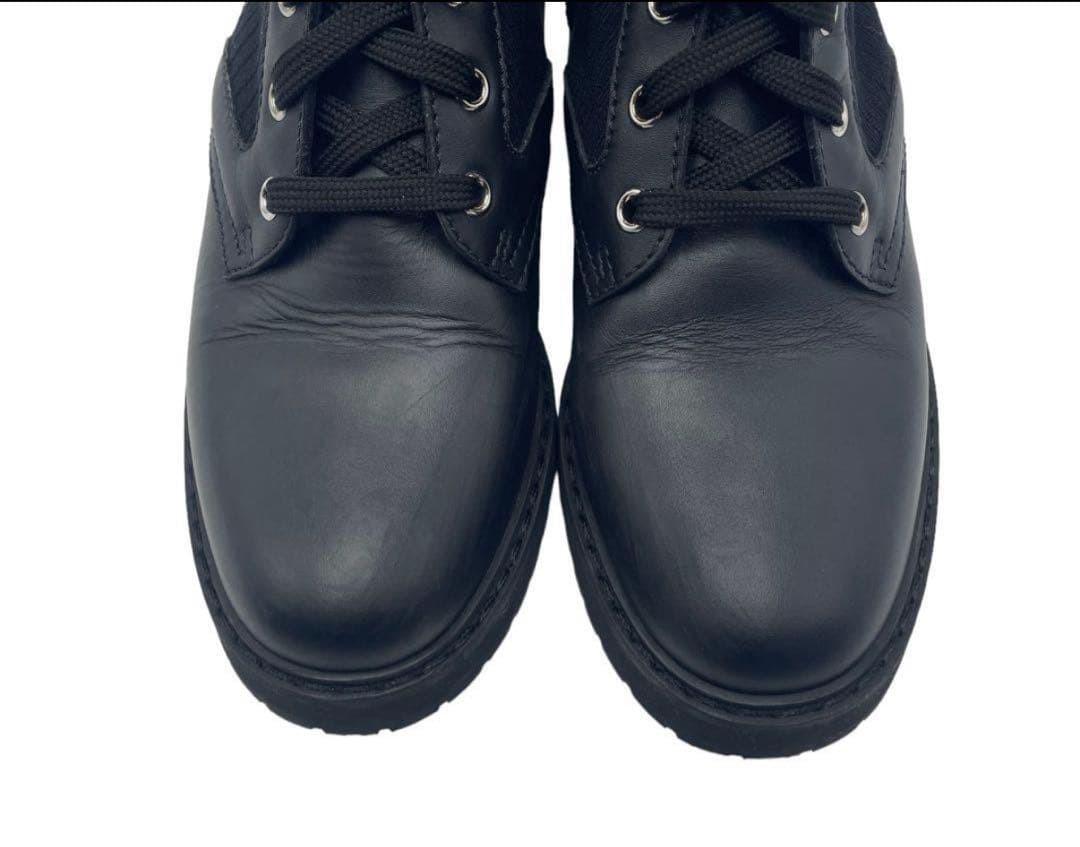 FENDI Short Boots Shoes FF Zucca EU 37 US 7 Leather Knit Black Authentic