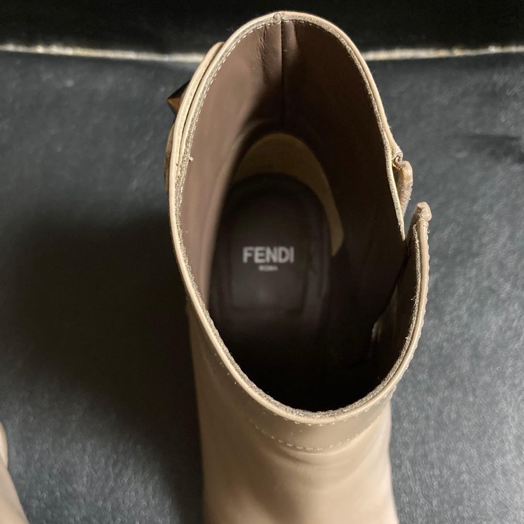 FENDI Short Boots Shoes EU 36 US 6 Leather Beige Authentic