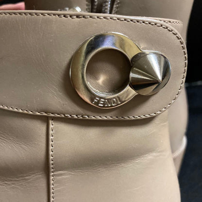 FENDI Short Boots Shoes EU 36 US 6 Leather Beige Authentic