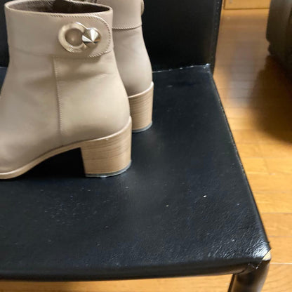 FENDI Short Boots Shoes EU 36 US 6 Leather Beige Authentic