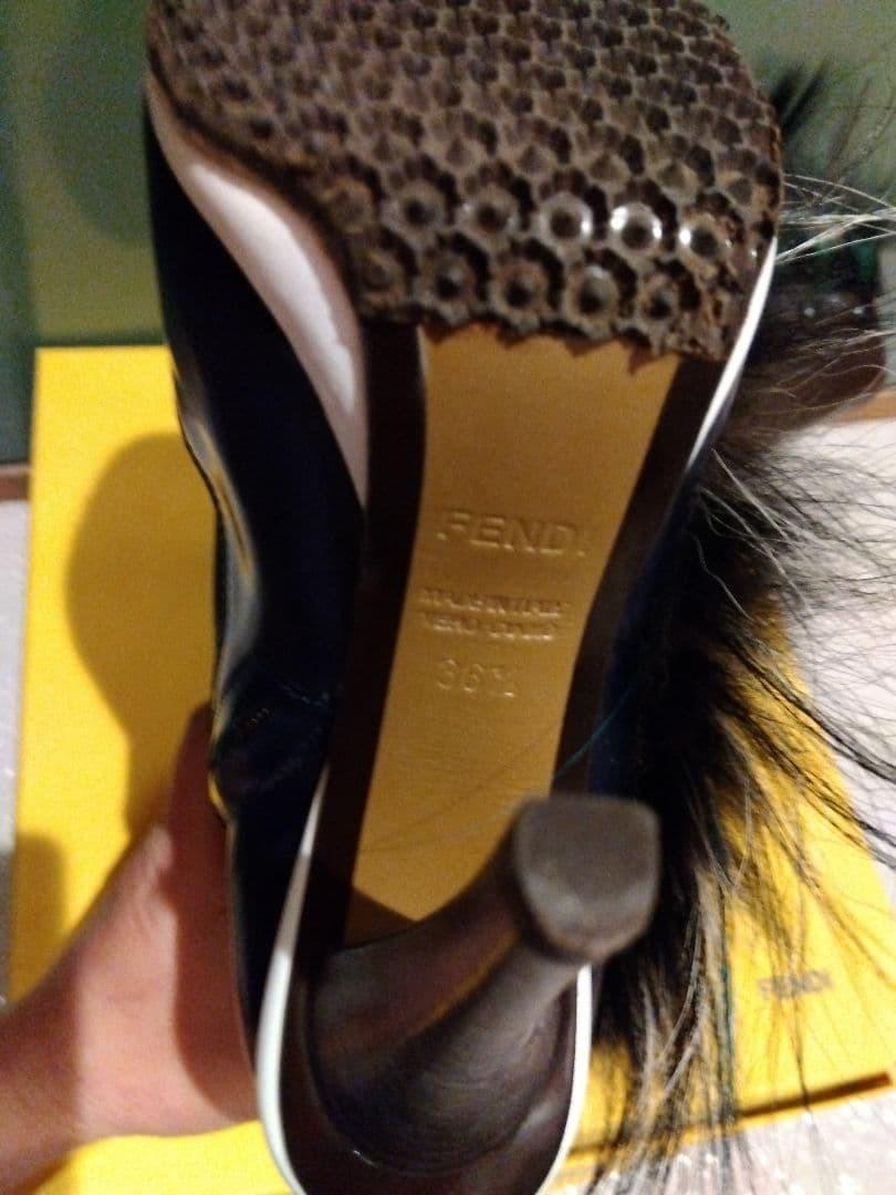 FENDI Short Boots Shoes EU 36.5 US 6.5 Leather Brown Navy Authentic