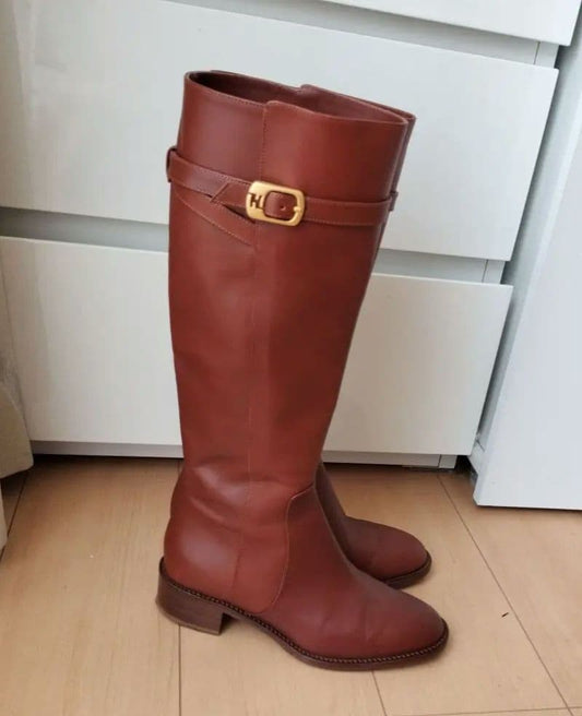 FENDI Long Boots Shoes EU 35.5 US 5.5 Brown Authentic