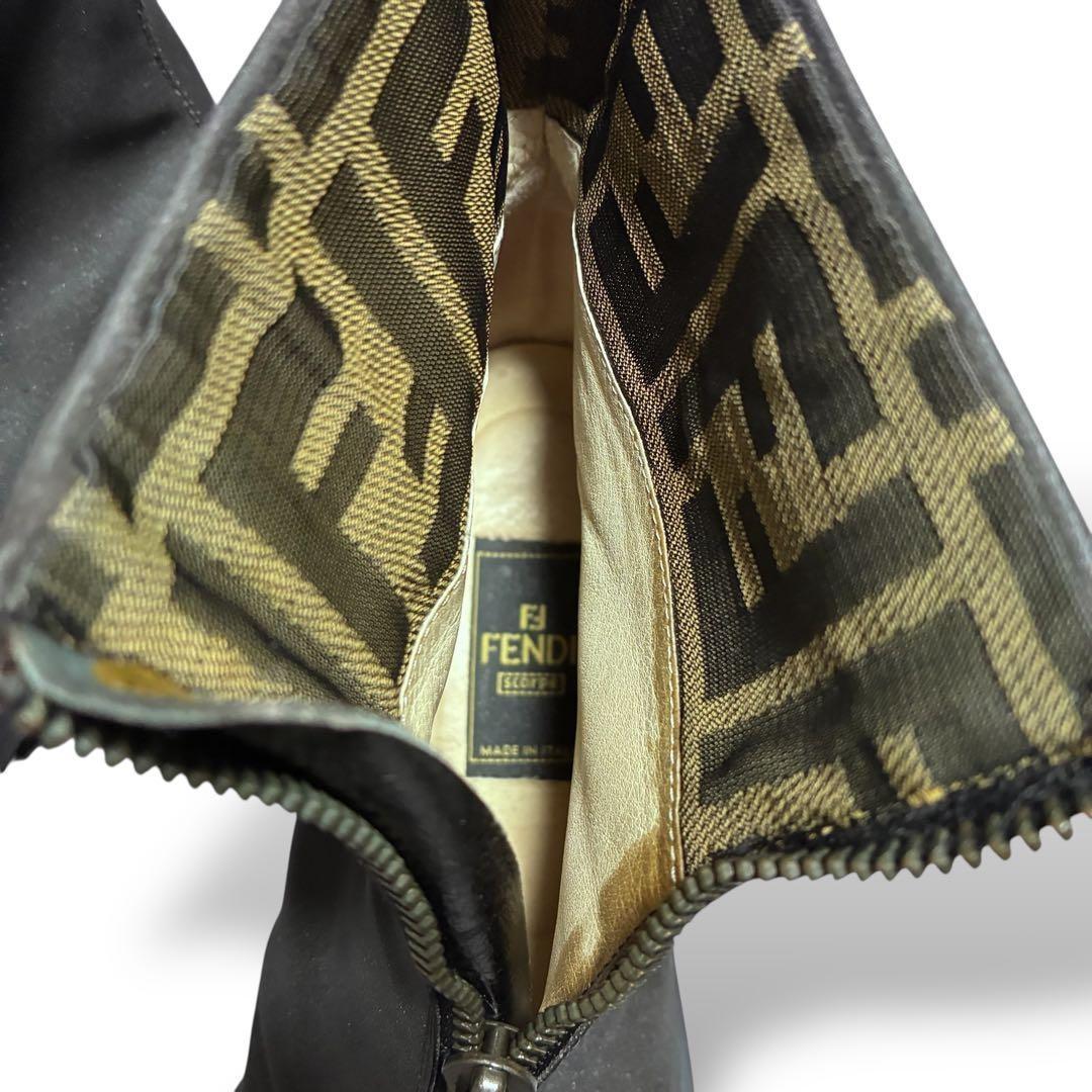 FENDI Short Boots Shoes FF Zucca EU 36.5 US 6.5 Black Authentic