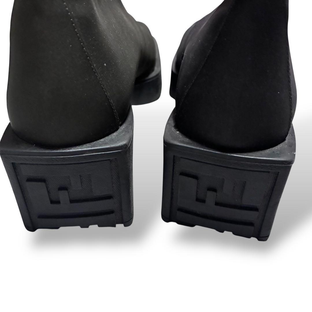 FENDI Short Boots Shoes FF Zucca EU 36.5 US 6.5 Black Authentic