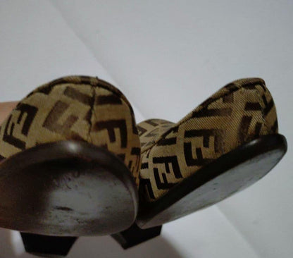 FENDI Shoes Pumps Heel FF Zucca EU 35.5 US 5.5 Authentic
