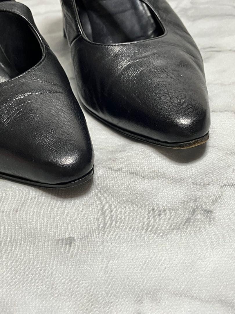 FENDI Shoes Pumps Heel FF EU 35.5 US 5.5 Leather Black Authentic