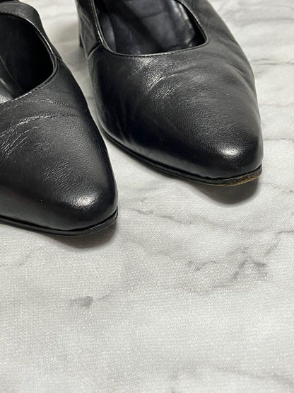 FENDI Shoes Pumps Heel FF EU 35.5 US 5.5 Leather Black Authentic