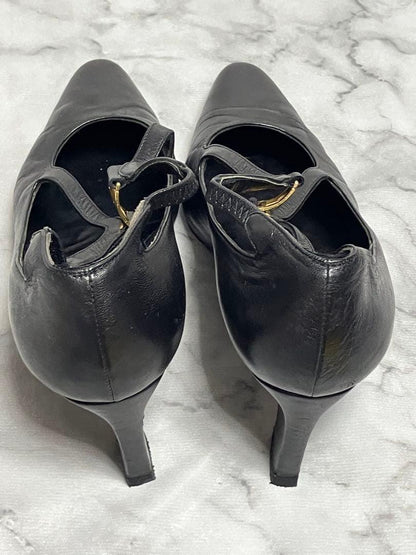 FENDI Shoes Pumps Heel FF EU 35.5 US 5.5 Leather Black Authentic