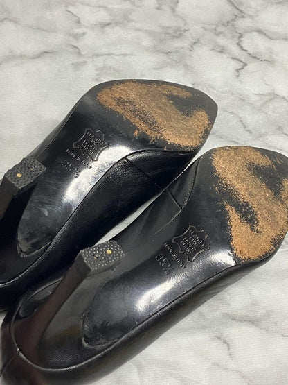 FENDI Shoes Pumps Heel FF EU 35.5 US 5.5 Leather Black Authentic